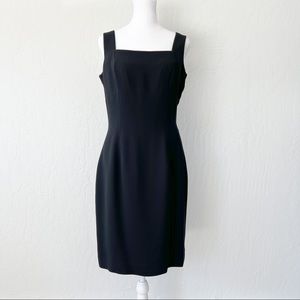 Vintage 90s black square neck shift dress by Andrea Polizzi, size 8